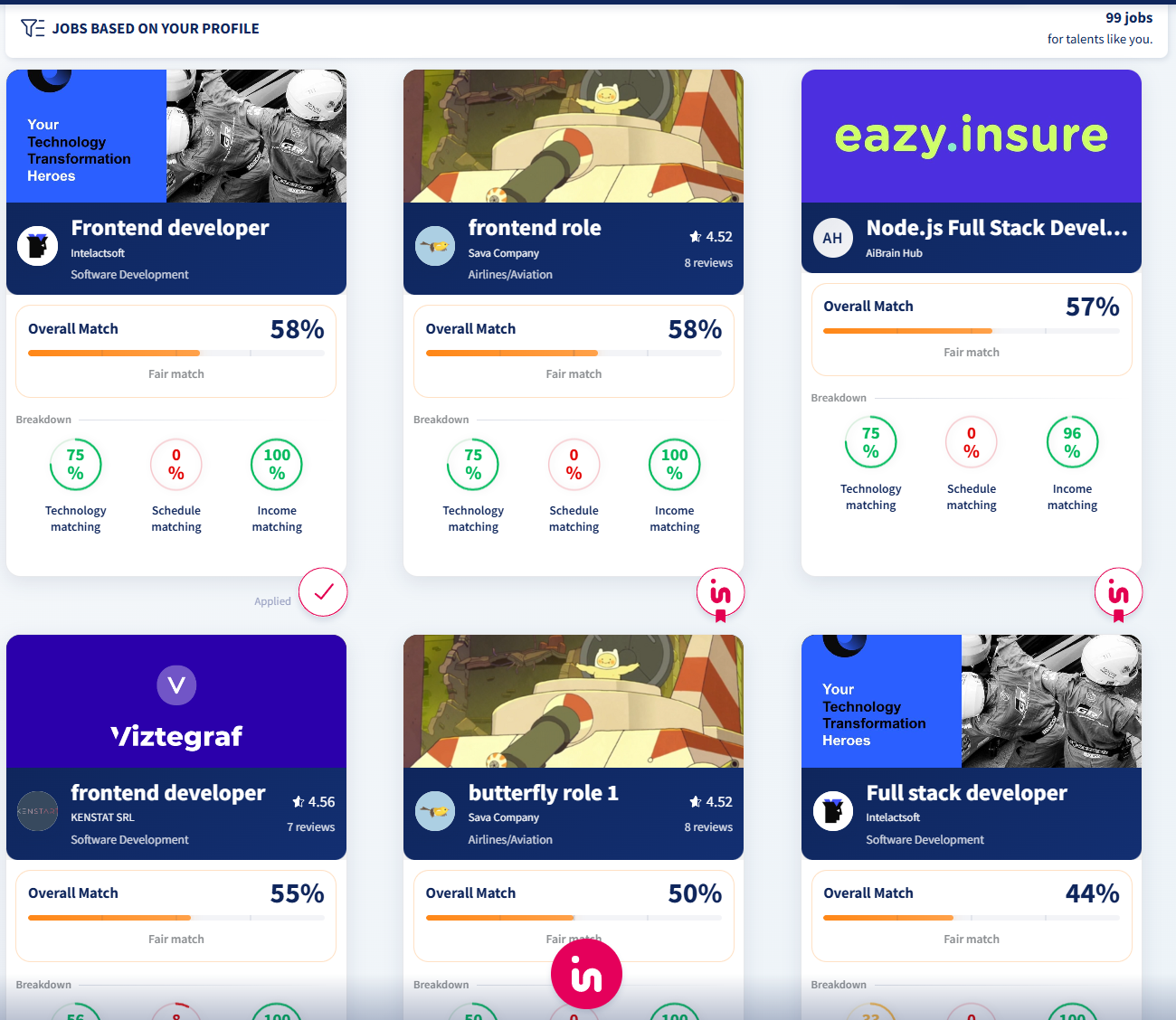 inctrl.ai project search with AI matching scores