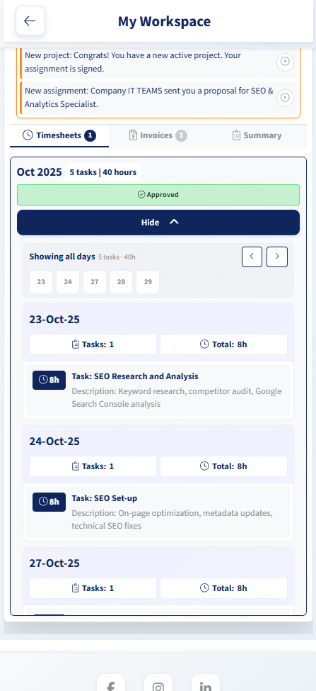 inctrl.ai mobile timesheets